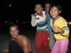 Wayne and local kids, Semporna, Borneo