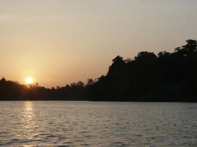 sunset over Kinabantangan river
